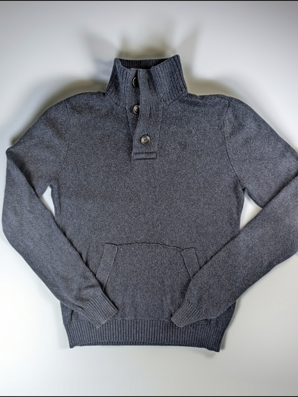 Abercrombie & Fitch Collared Henley 3 Button Sweater Men's M Navy Blue
